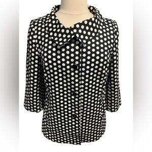Rafaella Form Function Stretch Double Weave Polka Dot Big Tea Coat
